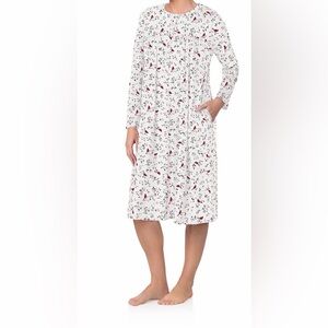 ❄️🦇Aria White and Red Floral Pajama Dress